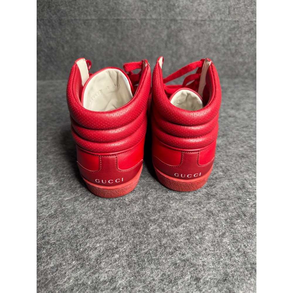 Gucci Ace High Top Red Leather Sneakers Interlocking G Logo 625672 Mens 7 US 8 - Picture 5 of 13